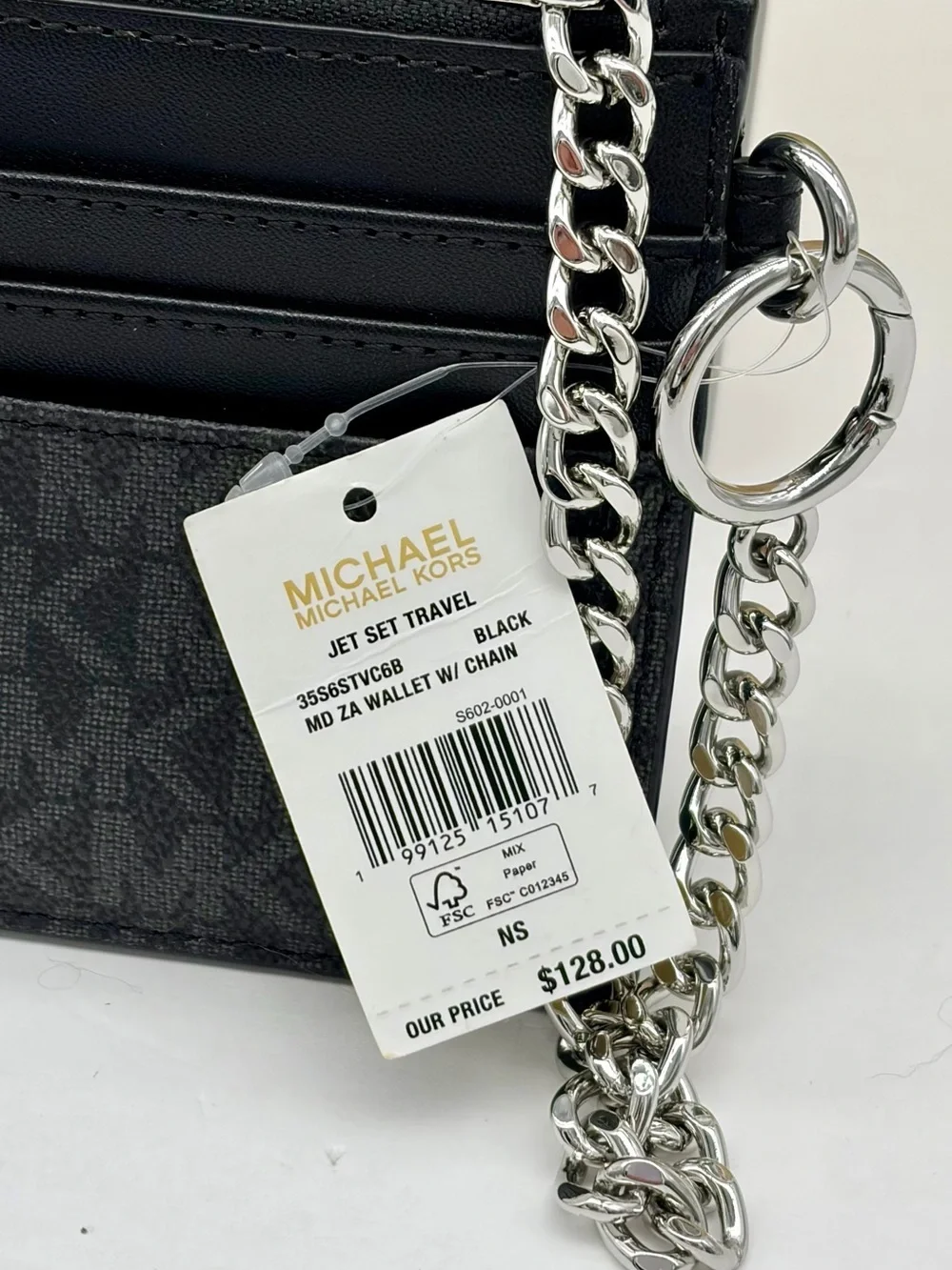 Michael Kors Jet Set Travel Signature Logo Chain Wallet Card Holder